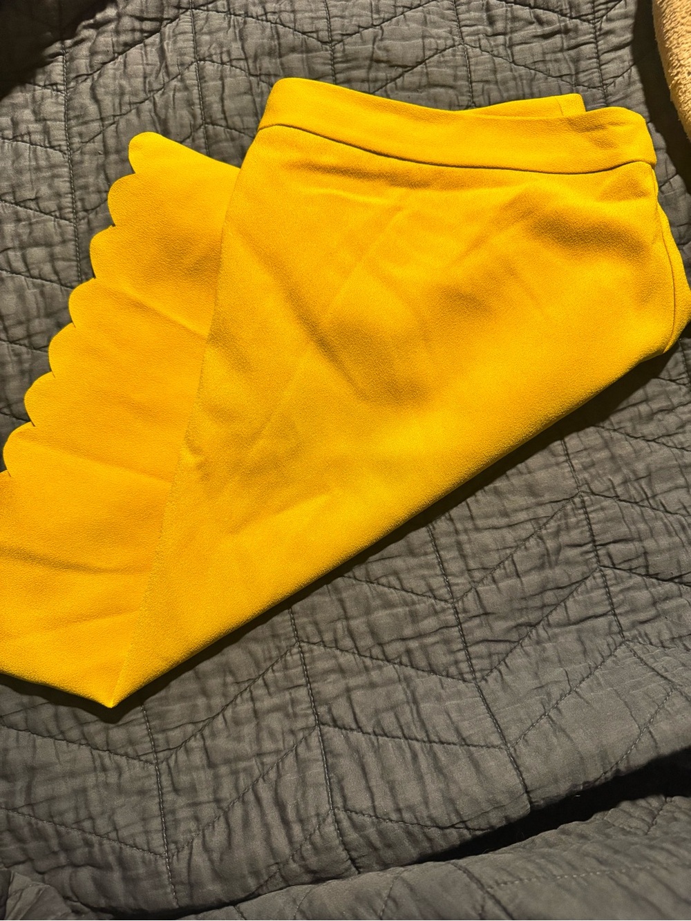 Banana Republic Bright Yellow Scalloped Strapless Dress